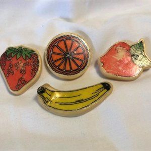 Vintage Set of Fruit Magnets